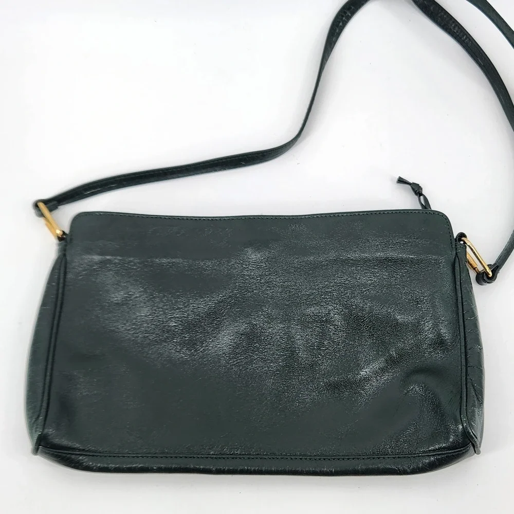 Vintage Ganson Crossbody Bag‎ Green Faux Leather Hong Kong Small Purse